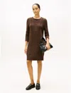 Tommy Hilfiger Cable Knit Sweater Dress In Brown
