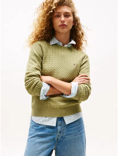 Tommy Hilfiger Cable Knit Sweater In Green