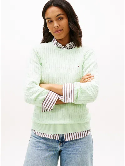 Tommy Hilfiger Cable Knit Sweater In Green