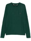 Tommy Hilfiger Textured Knit Pullover Crew Neck In Green