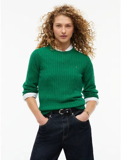 Tommy Hilfiger Cable Knit Sweater In Green