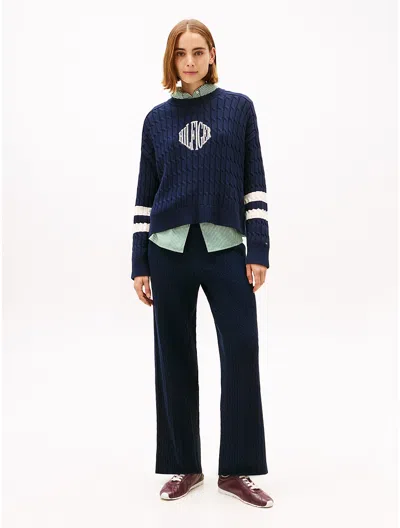 Tommy Hilfiger Cable Knit Sweater Pant In Blue