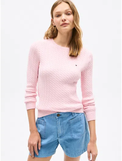Tommy Hilfiger Cable Knit Sweater In Pink Heather