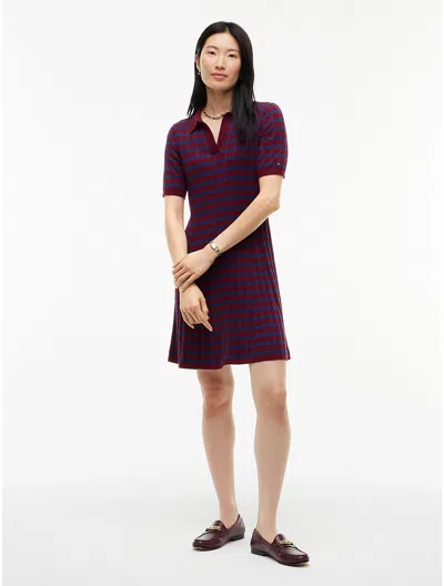 Tommy Hilfiger Cable Knit Sweater Polo Dress In Multi