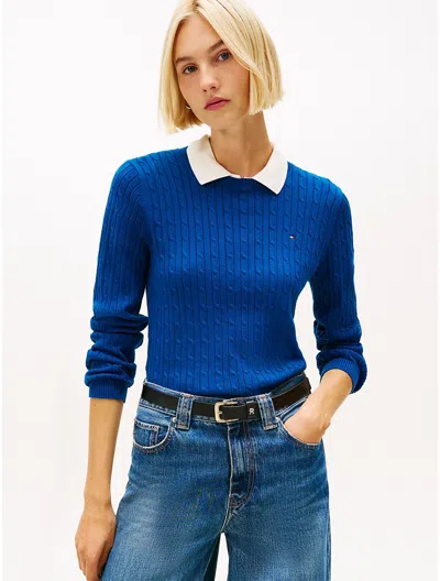 Tommy Hilfiger Cable Knit Sweater In Purple