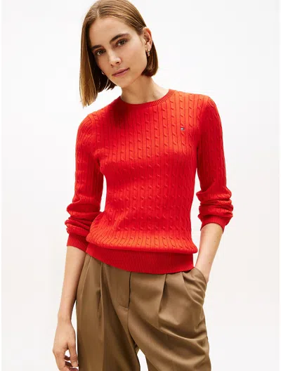Tommy Hilfiger Cable Knit Sweater In Red