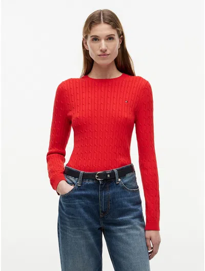 Tommy Hilfiger Cable Knit Sweater In Red