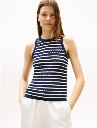 Tommy Hilfiger Cable Knit Sweater Tank In Blue