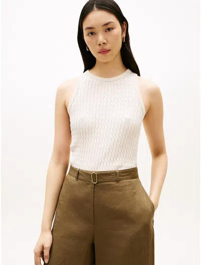 Tommy Hilfiger Cable Knit Sweater Tank In White