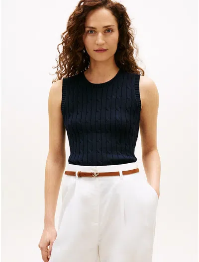 Tommy Hilfiger Cable Knit Sweater Vest In Black