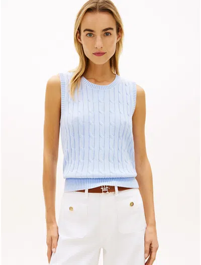 Tommy Hilfiger Cable Knit Sweater Vest In Blue