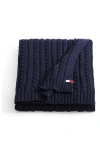 Tommy Hilfiger Cable Knit Throw In Blue