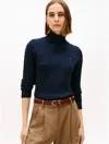 Tommy Hilfiger Cable Knit Turtleneck Sweater In Blue