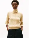 Tommy Hilfiger Cable Knit Turtleneck Sweater In Brown