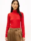 Tommy Hilfiger Cable Knit Turtleneck Sweater In Red
