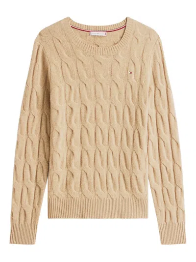 Tommy Hilfiger Cable-knit Wool Sweater In Brown