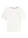 Tommy Hilfiger Cable-knit Short-sleeve T-shirt In White