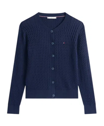 Tommy Hilfiger Cable-knit Cardigan In Late Night Navy Blue
