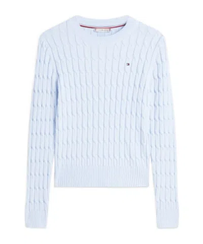 Tommy Hilfiger Cable-knit Logo Sweater In Blue