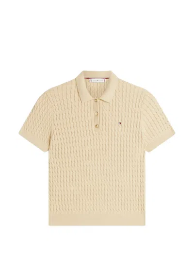 Tommy Hilfiger Cable-knit Polo Shirt In Brown
