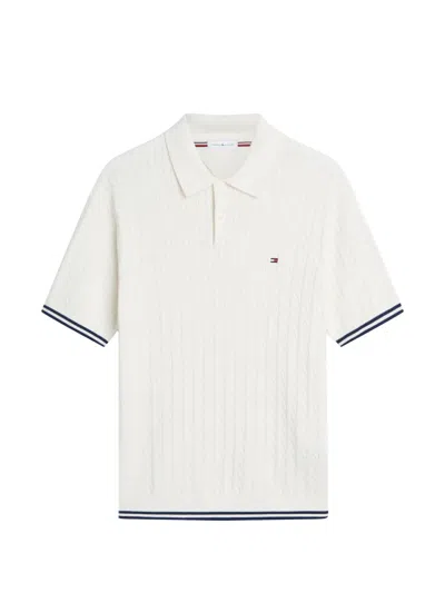Tommy Hilfiger Short Sleeve Woven Knit Polo In White