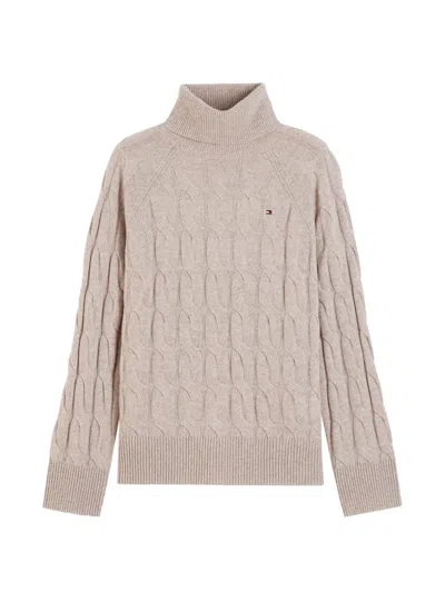 Tommy Hilfiger Cable-knit Roll-neck Sweater In Pink