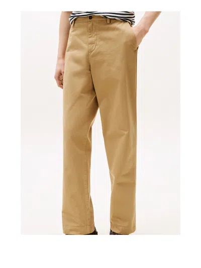TOMMY HILFIGER TOMMY HILFIGER CAMEL COLOURED TROUSERS WITH BUTTON CLOSURE AND ZIP.