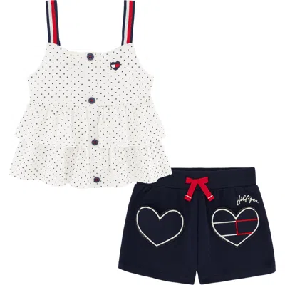 Tommy Hilfiger Camisole Top & Drawstring Shorts Set In White