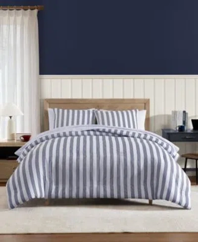Tommy Hilfiger Campus Stripe Washed Microfiber Comforter Sets In Blue