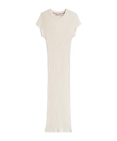 Tommy Hilfiger Cap Sleeve Ribbed Maxi Jumper Dress In White