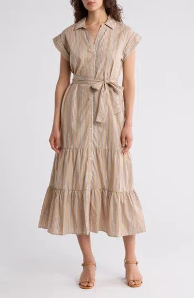 Tommy Hilfiger Cap Sleeve Tiered Shirtdress In Transparent