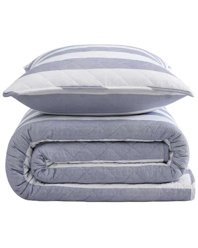 Tommy Hilfiger Capri Stripe Cotton Quilt Set In Blue