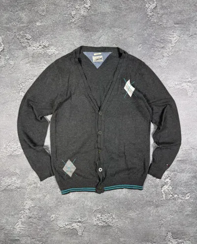 Pre-owned Tommy Hilfiger Cardigan Button Long Sleeve Sweater Size M In Gray