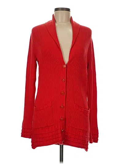 Pre-owned Tommy Hilfiger Cardigan Sweater In Red