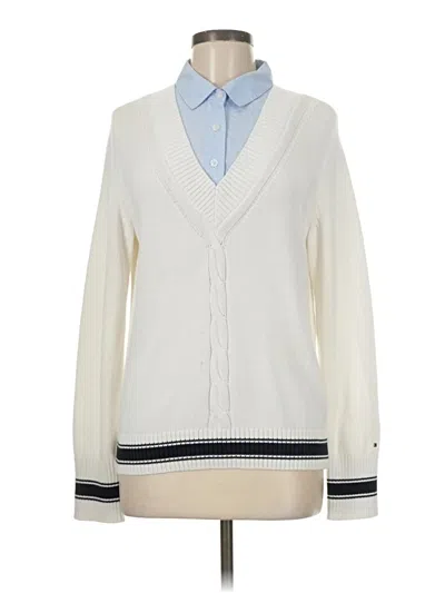 Pre-owned Tommy Hilfiger Cardigan Sweater In White