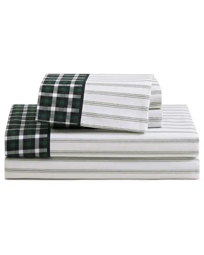 TOMMY HILFIGER TOMMY HILFIGER CASS PARK MIX CHECK STRIPE 100% COTTON PERCALE SHEET SET