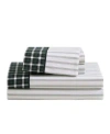 Tommy Hilfiger Cass Park Mix Check Stripe Contrast Hem Sheet Set In Gray