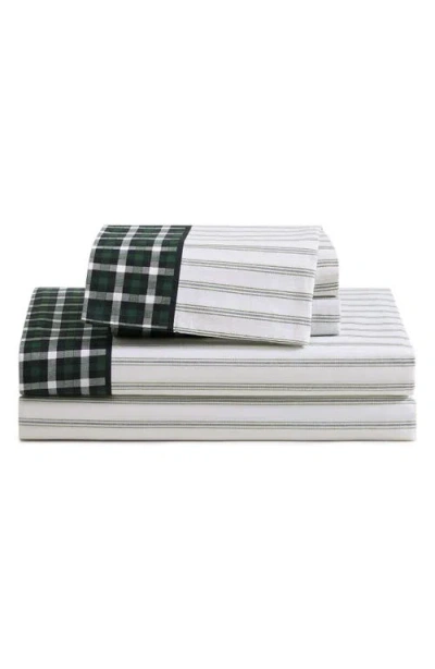 Tommy Hilfiger Cass Park Mix Check Stripe Cotton Percale Sheet Set In Green