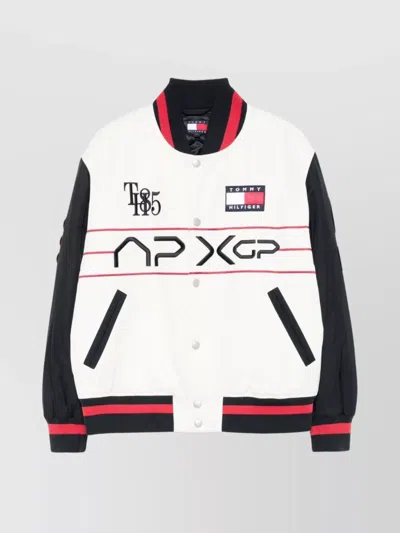 Tommy Hilfiger Casual Jacket With Contrast Sleeves And Graphic Print In Multi