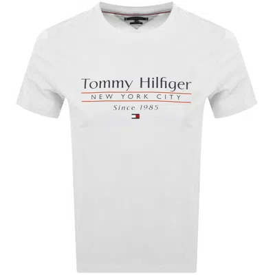 Tommy Hilfiger Center Stack Linear Logo T-shirt In White
