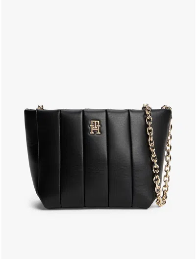 Tommy Hilfiger Chain Strap Quilted Crossbody Bag In Black