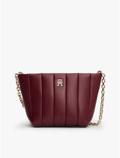 Tommy Hilfiger Chain Strap Quilted Crossbody Bag In Burgundy
