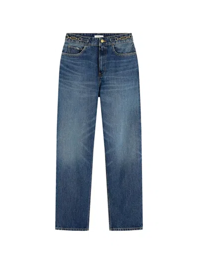 Tommy Hilfiger Flag Horsebit Regular Tapered Ankle Jeans In Blue