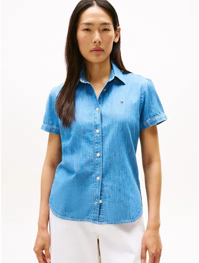 Tommy Hilfiger Chambray Puff In Blue