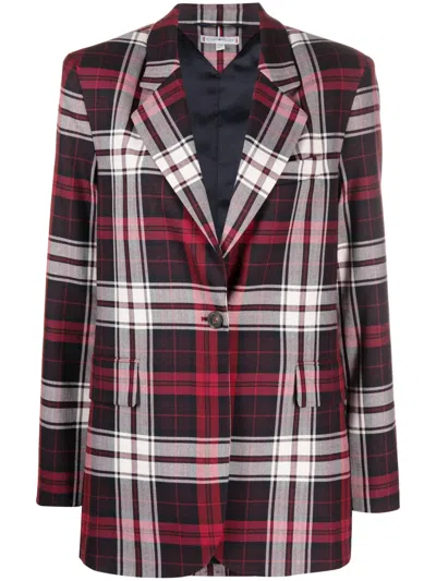 Tommy Hilfiger Check-pattern Single-breasted Blazer In Red