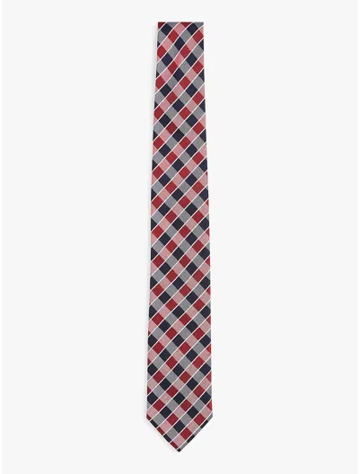 Tommy Hilfiger Check Silk Tie In Primary Red / Check