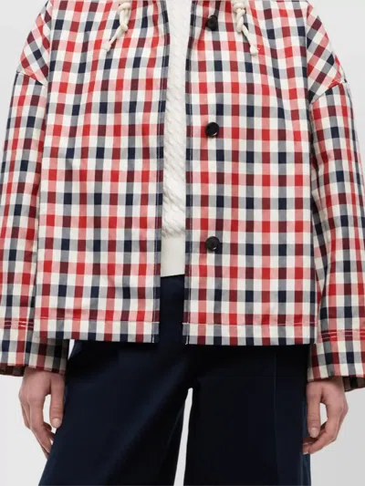 Tommy Hilfiger Checked Cotton Cropped Parka Jacket In Multi