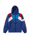 Tommy Hilfiger Checkerboard Colour-blocked Hooded Track Jacket In Blue