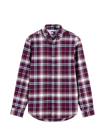 Tommy Hilfiger Check-print Button-down Shirt In Purple