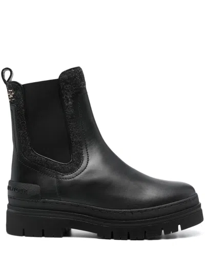Tommy Hilfiger Chelsea Felted Boots In Schwarz